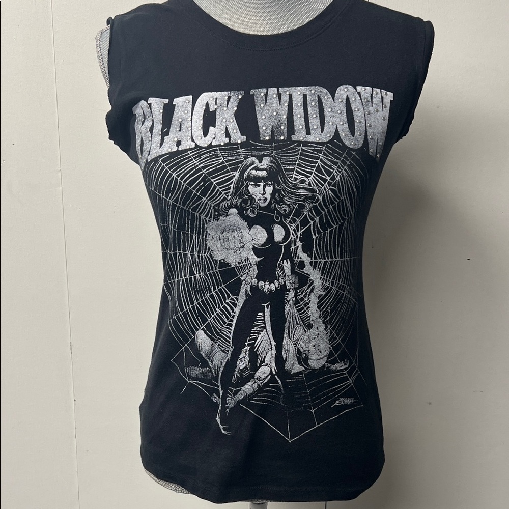 Marvel Black Widow Silver Graphic Muscle Tee